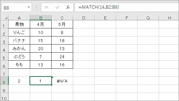 Excel関数MATCH