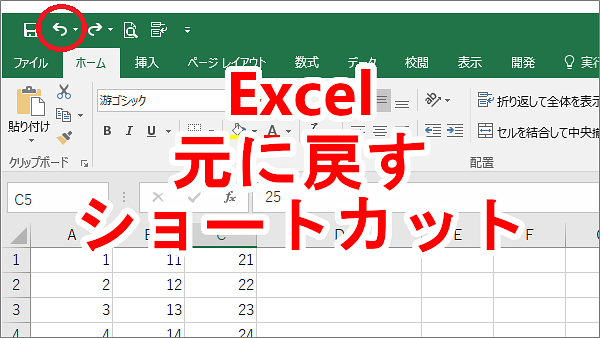 Excel １つ前の操作をなかったことにする（元に戻す）