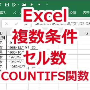 Excel 複数の条件に一致するセルを数える-COUNTIFS関数