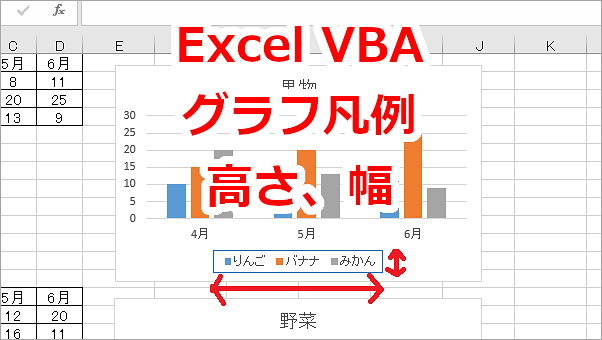 Excel VBA グラフの凡例の高さや幅を取得、設定する-Height、Width