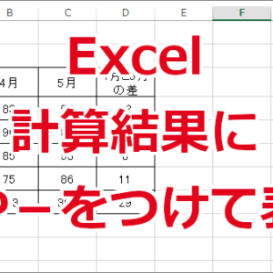 Excel計算結果＋－
